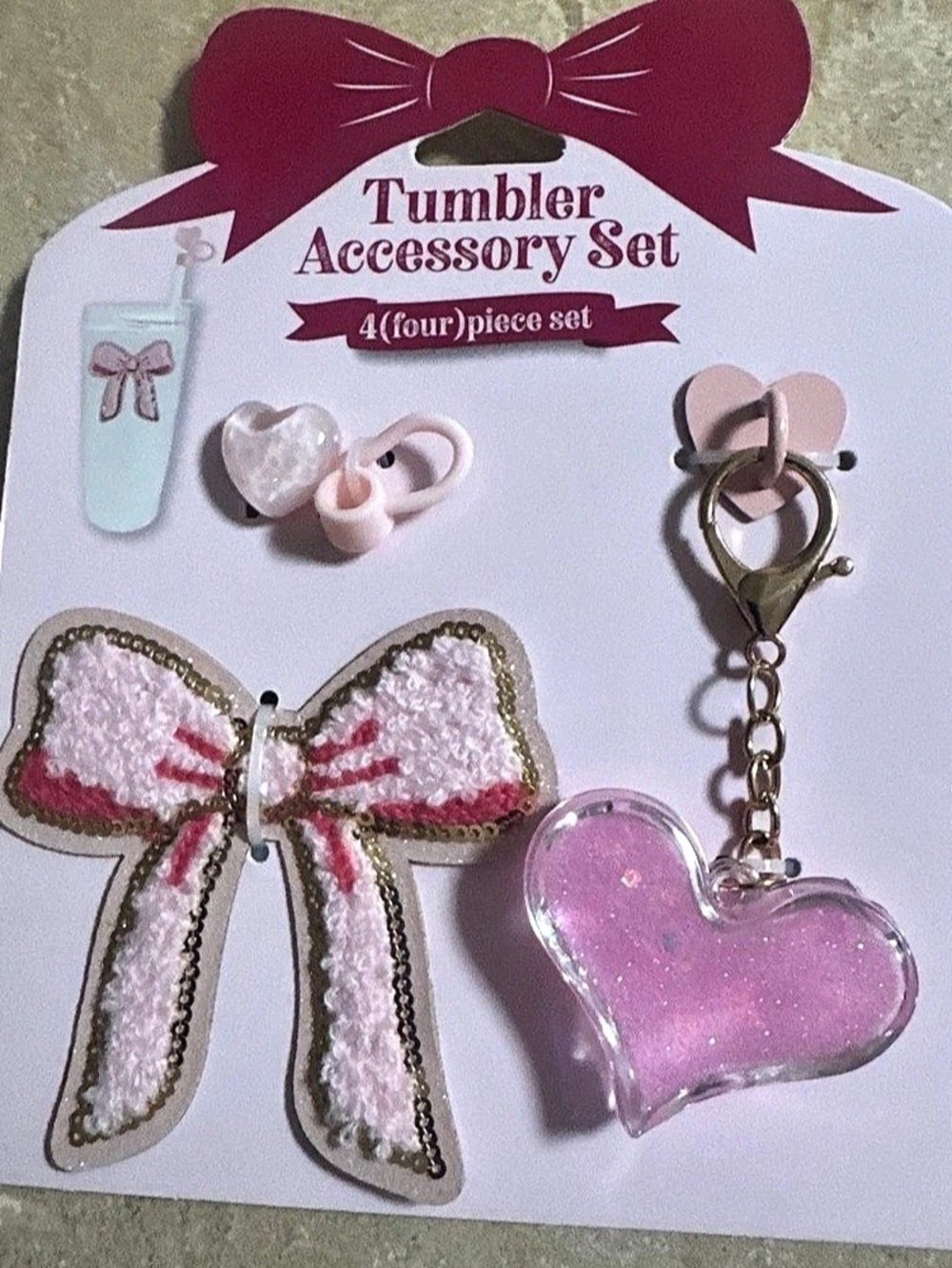 Pink Tumbler Accessory Set NWT